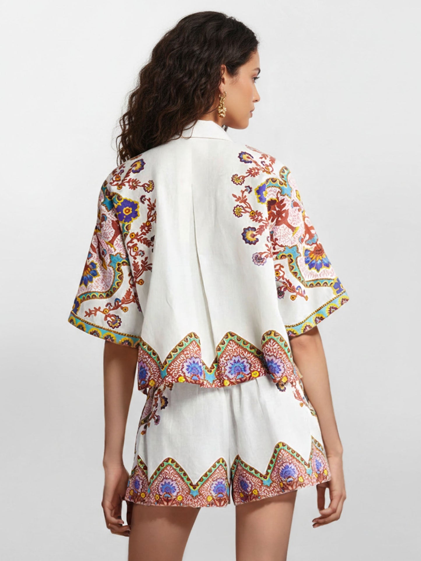CONJUNTO DE CAMISA ESTAMPADO BOHO ÉTNICO