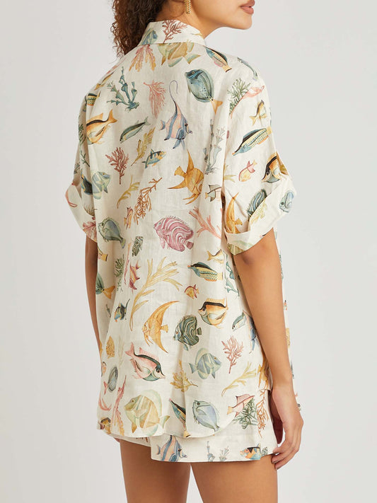 CONJUNTO CAMISEIRO ESTAMPADO MARINHO