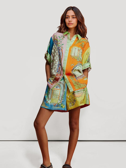 CONJUNTO DE CAMISA ESTAMPADO OVERSIZE