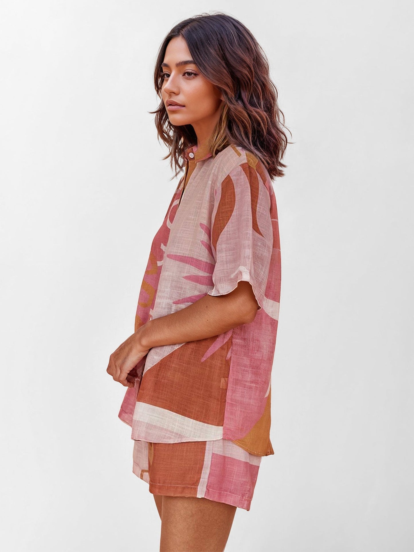 CONJUNTO DE CAMISA ESTAMPADO TERRA ROSA