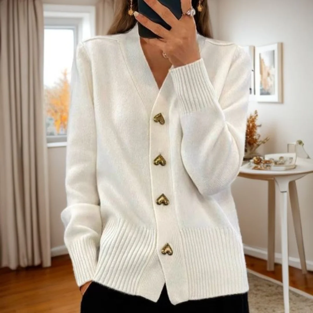 Adele - Gilet Suave com Botões em Forma de Coração
