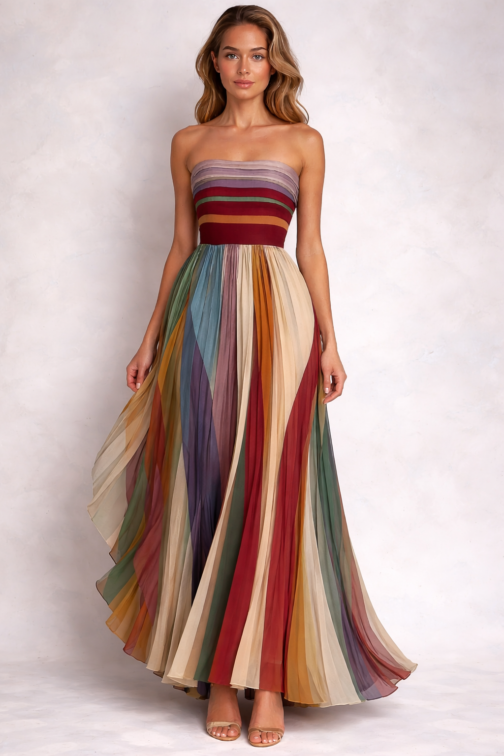 HERA I VESTIDO LONGO PLISSADO MULTICOLOR