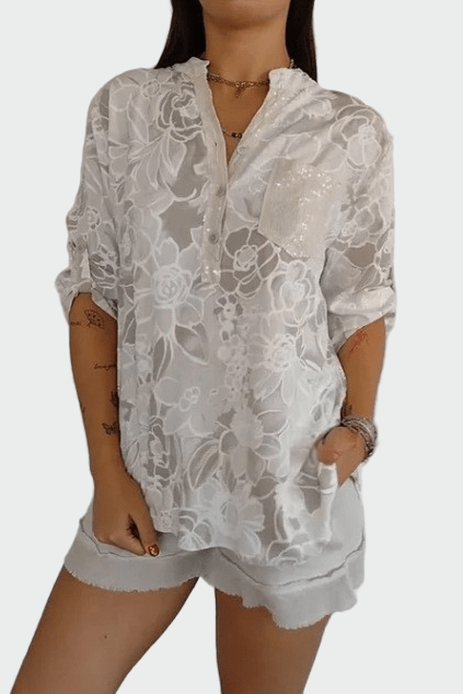 Johanne | Blusa de flores azuis