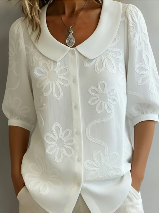 Sara – Blusa com Flores Bordadas