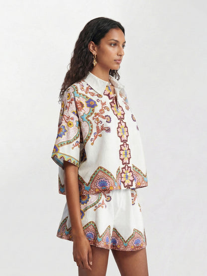 CONJUNTO DE CAMISA ESTAMPADO BOHO ÉTNICO