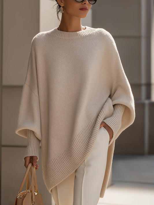 Bea - Pulôver Poncho Bege Chic