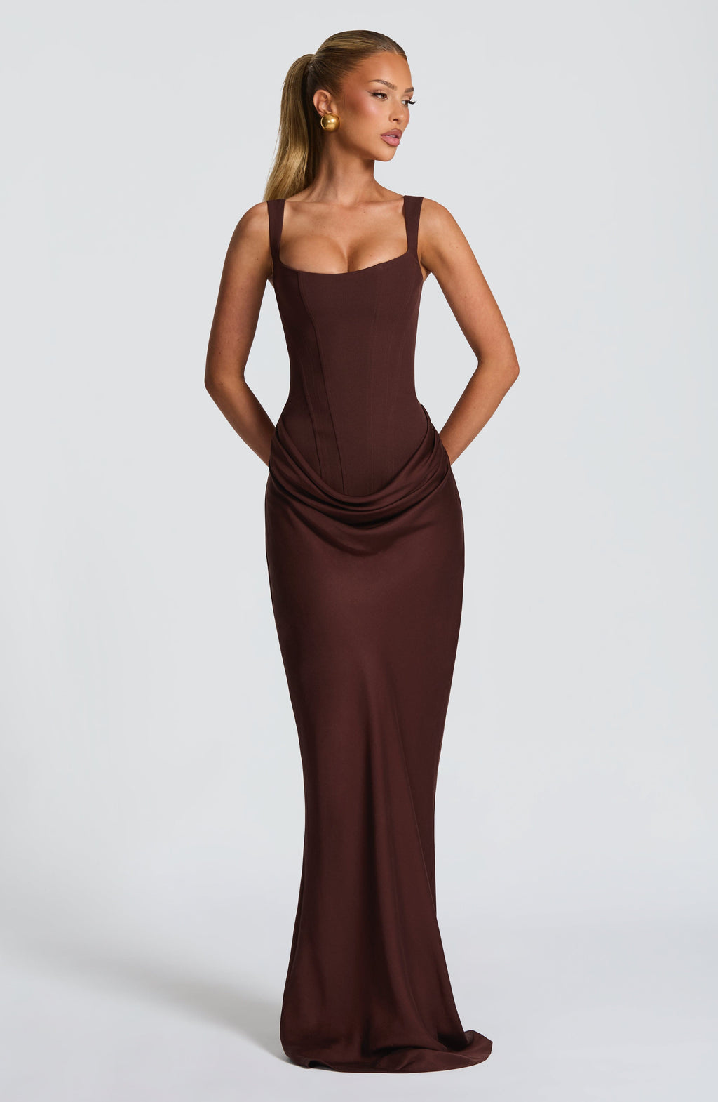VESTIDO LONGO ESPARTILHO DRAPEADO