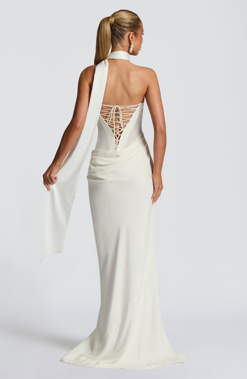 VESTIDO COMPRIDO DRAPEADO COSTAS CORSELETE