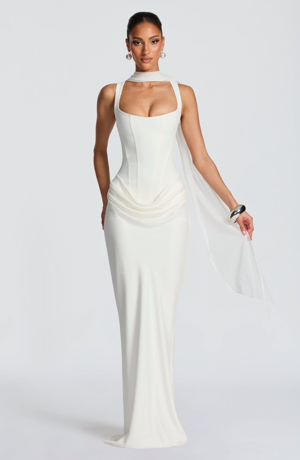 VESTIDO LONGO ESPARTILHO DRAPEADO
