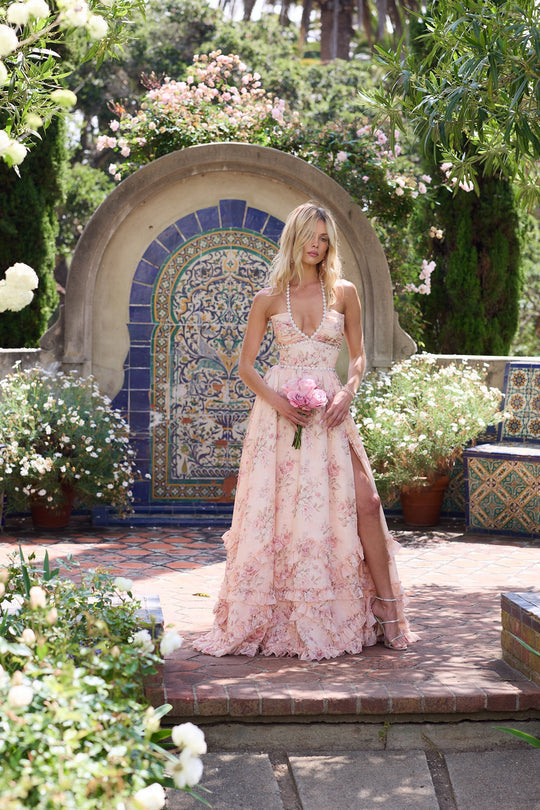VESTIDO EM TECIDO TAPPETO ROSA ALGODÃO