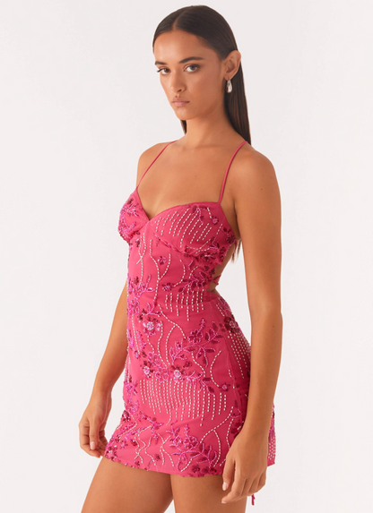 VESTIDO CURTO BORDADO COSTAS CRUZADAS