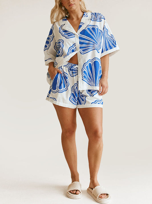 CONJUNTO ESTAMPADO CAMISA E CALÇÕES FLUIDOS