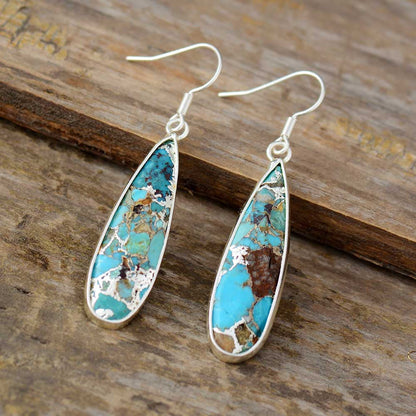 Brincos em gota de jade turquesa chique