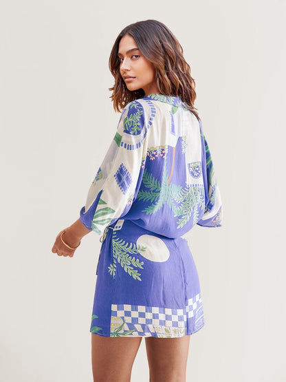 CONJUNTO CAMISEIRO ESTAMPADO CÔTE D'AZUR