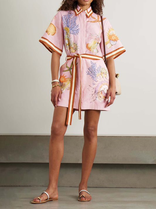 VESTIDO-CAMISEIRO ESTAMPADO COM CINTO