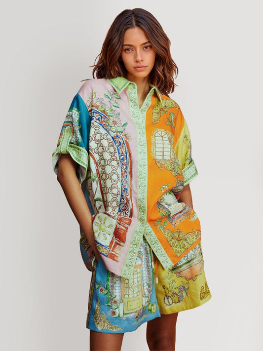 CONJUNTO DE CAMISA ESTAMPADO OVERSIZE