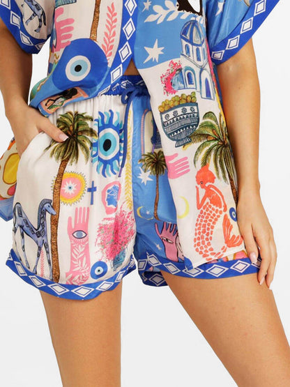 CONJUNTO CAMISEIRO ESTAMPADO MEDITERRÂNICO