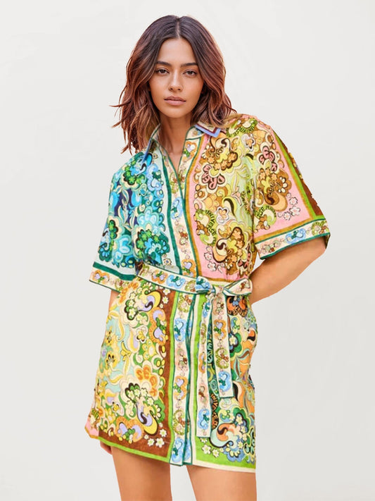 VESTIDO-CAMISEIRO ESTAMPADO COM CINTO