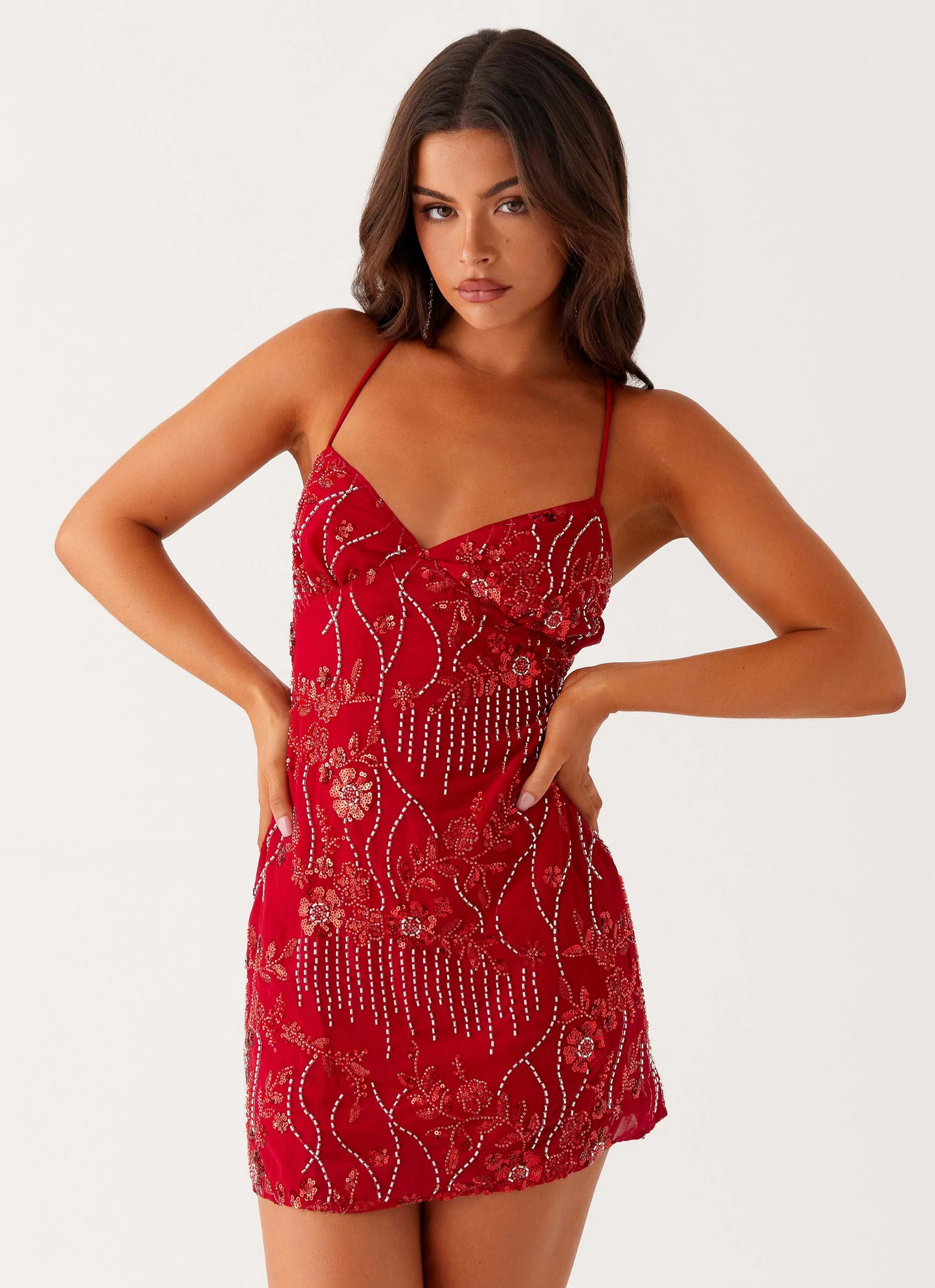 VESTIDO CURTO BORDADO COSTAS CRUZADAS