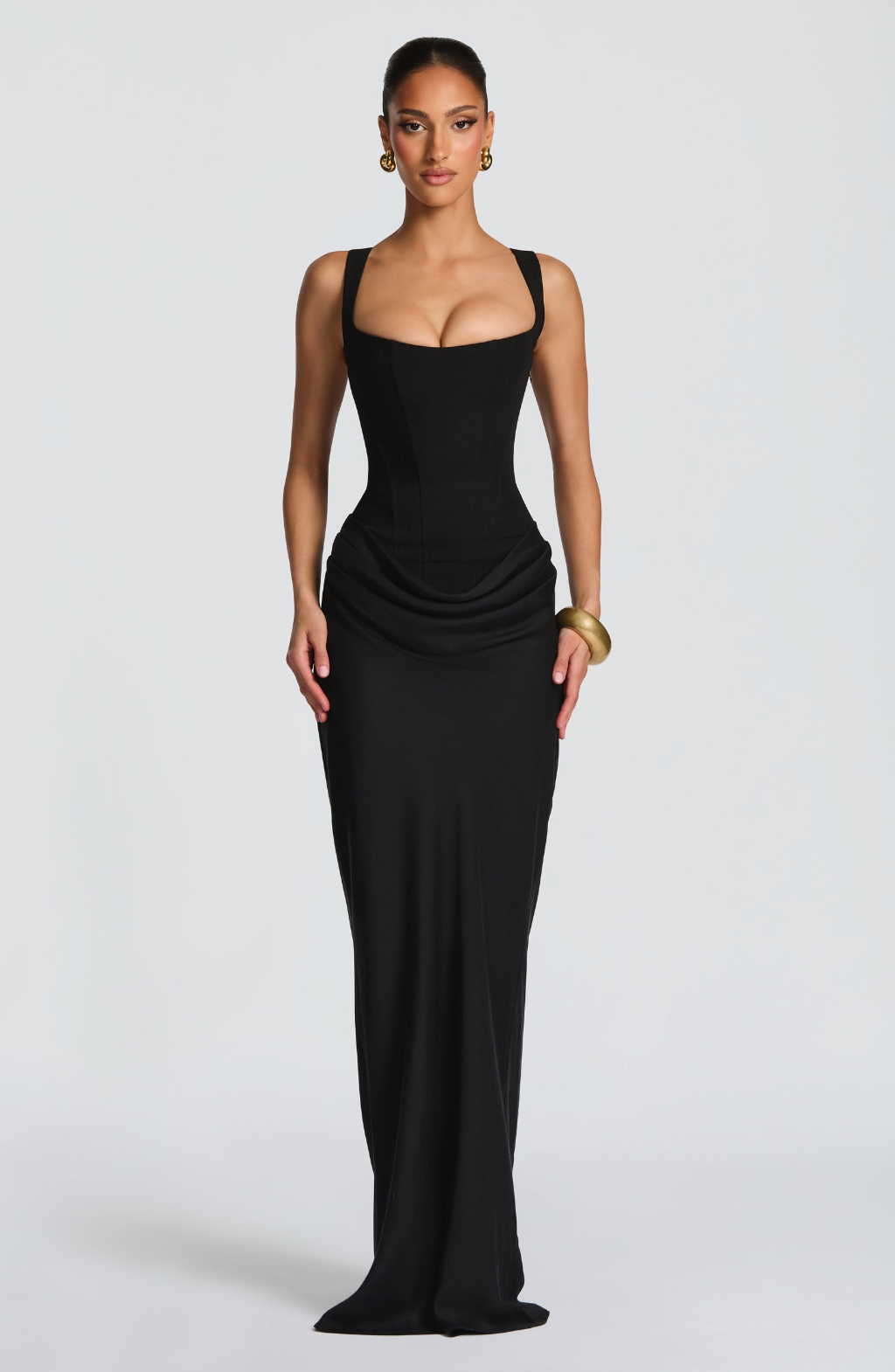 VESTIDO LONGO ESPARTILHO DRAPEADO