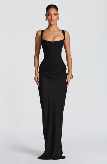 VESTIDO LONGO ESPARTILHO DRAPEADO
