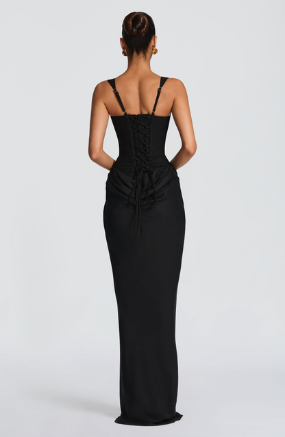 VESTIDO LONGO ESPARTILHO DRAPEADO