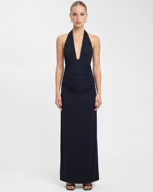 VESTIDO COMPRIDO HALTER COM COSTAS ABERTAS