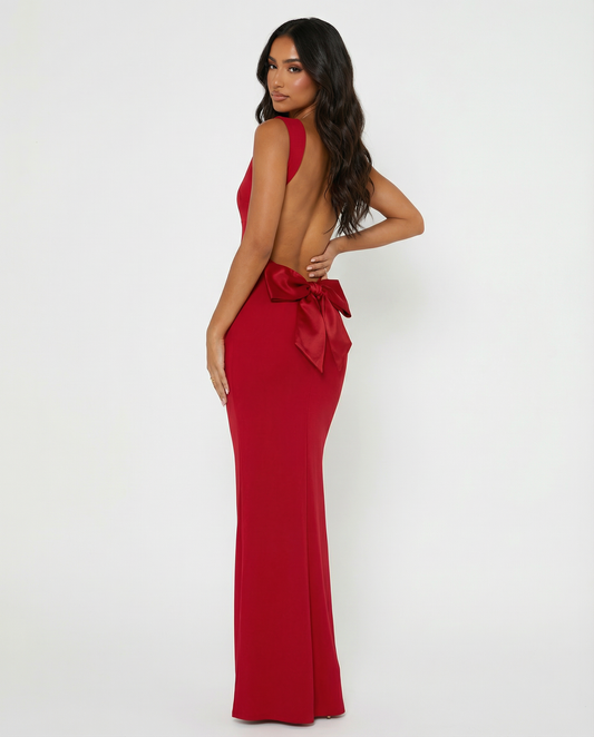 VESTIDO COMPRIDO COSTAS ABERTAS COM LAÇO