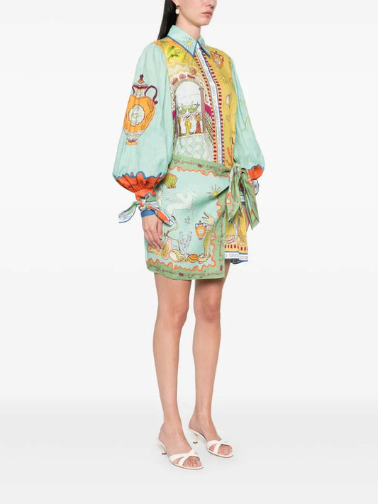 VESTIDO CAMISEIRO ESTAMPADO ARTÍSTICO
