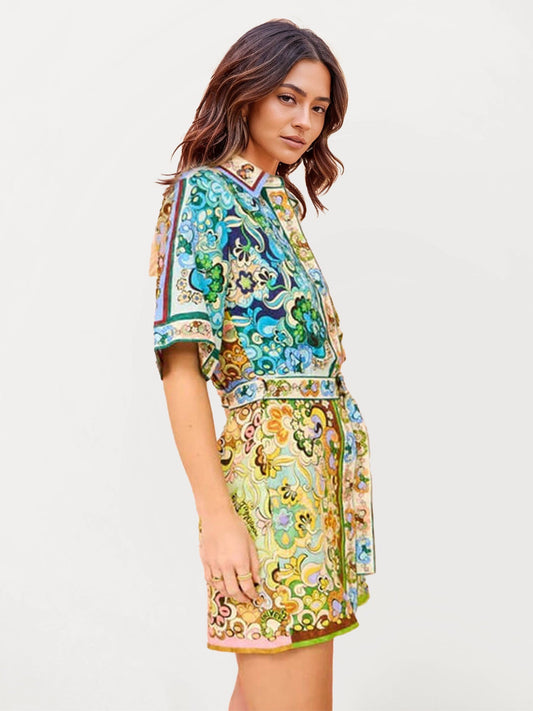 VESTIDO-CAMISEIRO ESTAMPADO COM CINTO
