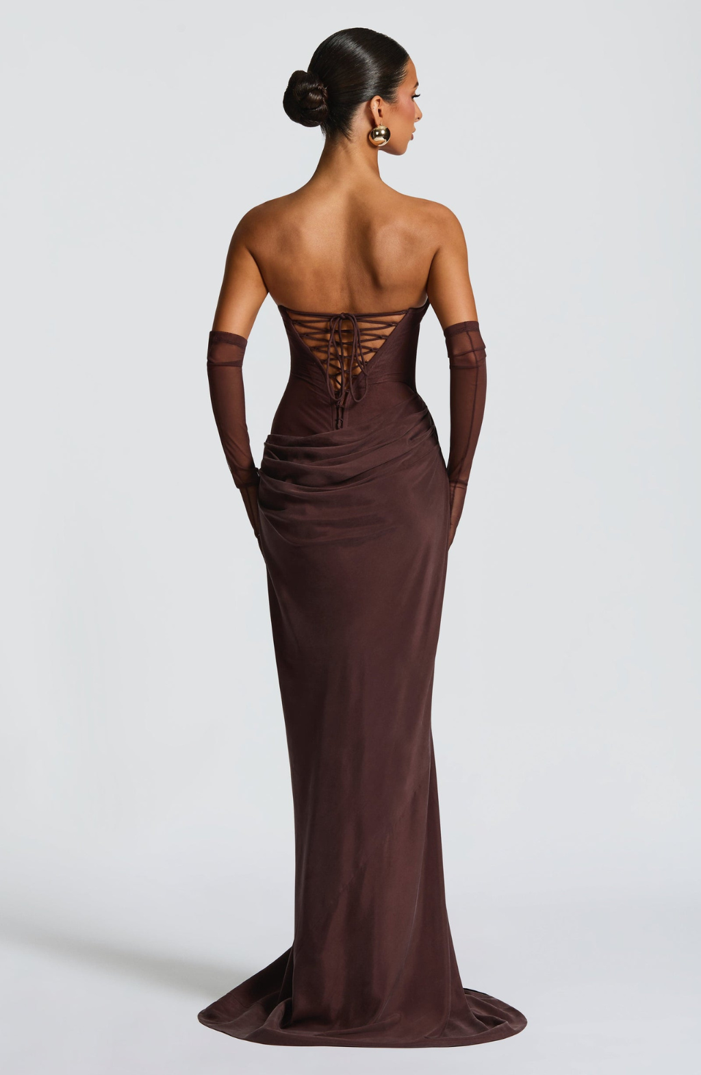 VESTIDO COMPRIDO DRAPEADO COSTAS CORSELETE