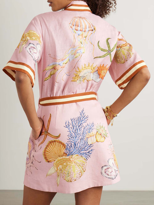 VESTIDO-CAMISEIRO ESTAMPADO COM CINTO