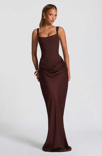 VESTIDO LONGO ESPARTILHO DRAPEADO