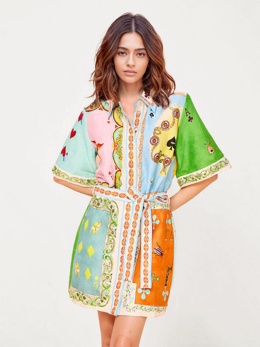 MINIVESTIDO CAMISEIRO ESTAMPADO