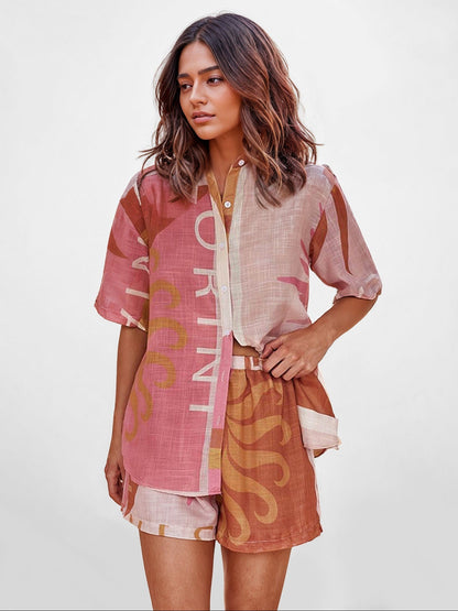 CONJUNTO DE CAMISA ESTAMPADO TERRA ROSA