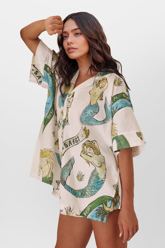 CONJUNTO DE CAMISA ESTAMPADA SEREIA