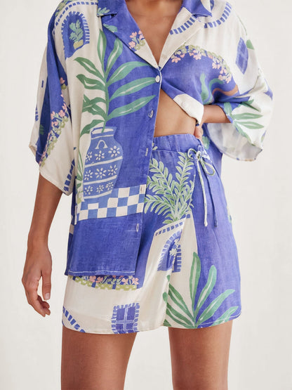 CONJUNTO CAMISEIRO ESTAMPADO CÔTE D'AZUR