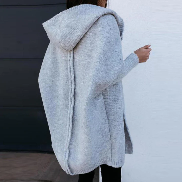 Élodie | Cardigan longo em malha com capuz