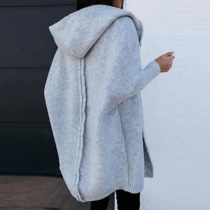 Élodie | Cardigan longo em malha com capuz