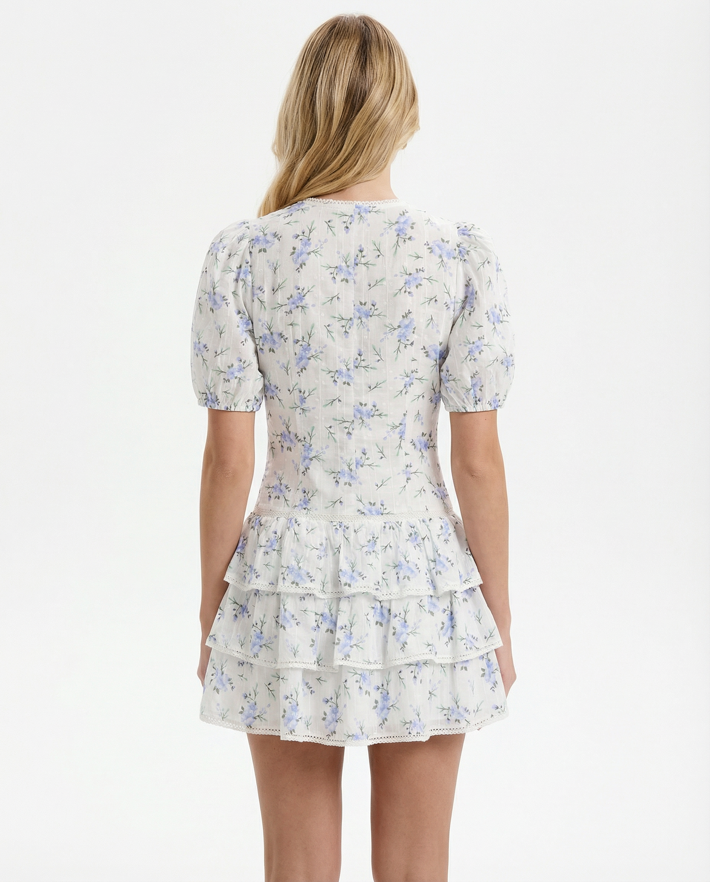 VESTIDO CURTO FLUIDO COM FOLHOS