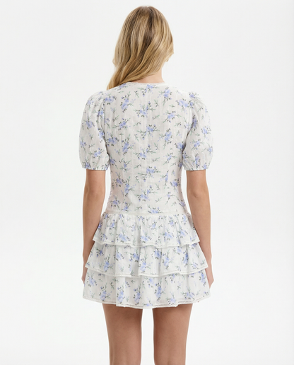 VESTIDO CURTO FLUIDO COM FOLHOS