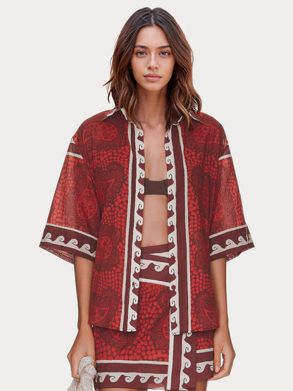 CONJUNTO DE DUAS PEÇAS COM ESTAMPADO TRIBAL