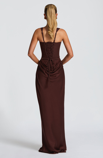VESTIDO LONGO ESPARTILHO DRAPEADO