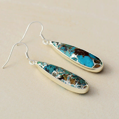 Brincos em gota de jade turquesa chique
