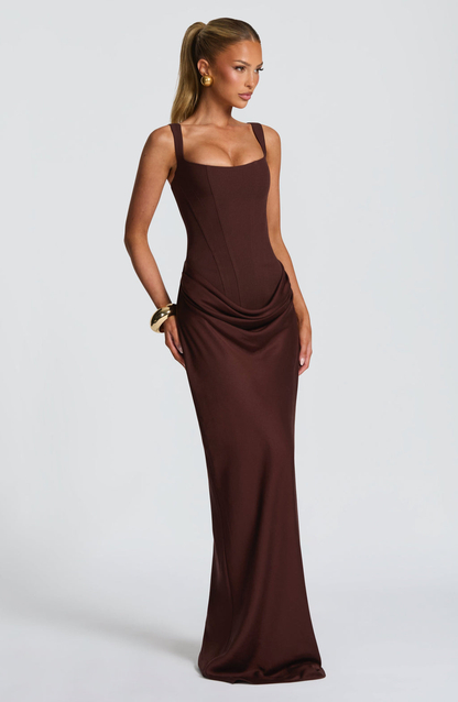 VESTIDO LONGO ESPARTILHO DRAPEADO