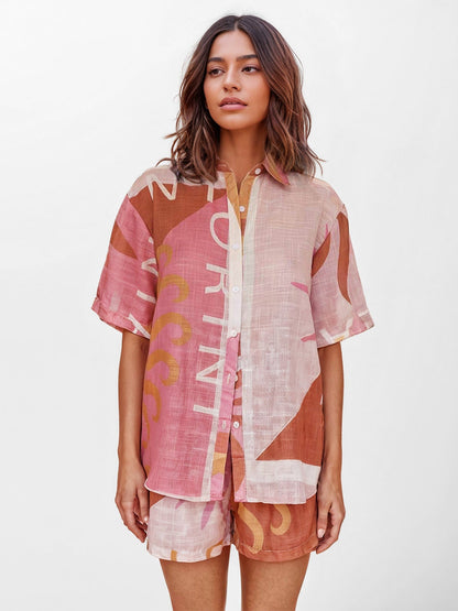 CONJUNTO DE CAMISA ESTAMPADO TERRA ROSA