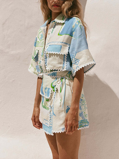 CONJUNTO ESTAMPADO COM SAIA CRUZADA
