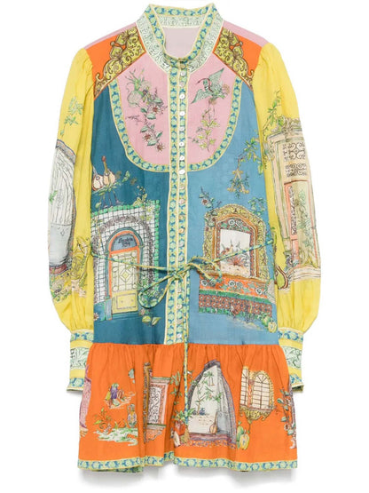 VESTIDO MINI ESTAMPADO DE INSPIRAÇÃO ARTÍSTICA