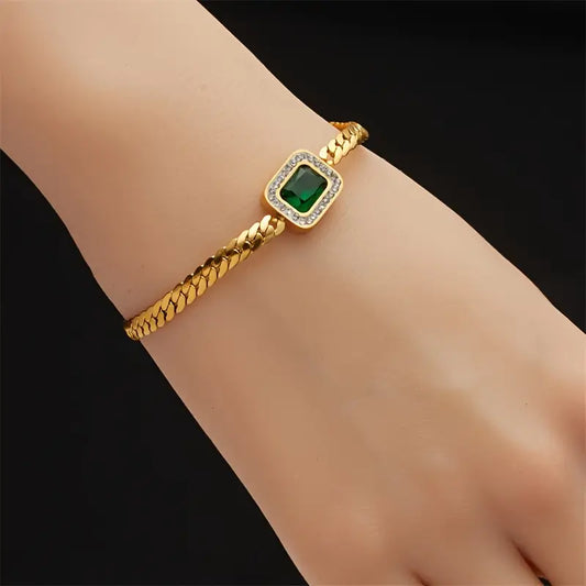 Bracelete Joana Verdejante com Esmeralda