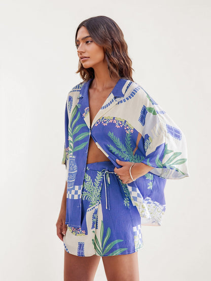 CONJUNTO CAMISEIRO ESTAMPADO CÔTE D'AZUR
